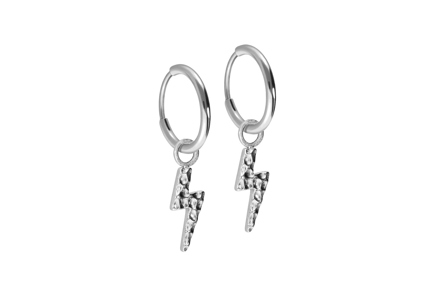 Titan Ohrclicker Creolen BLITZ + GEHÄMMERTE STRUKTUR von Piercingline